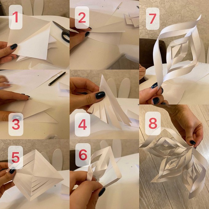 Как сделать объемную снежинку из бумаги