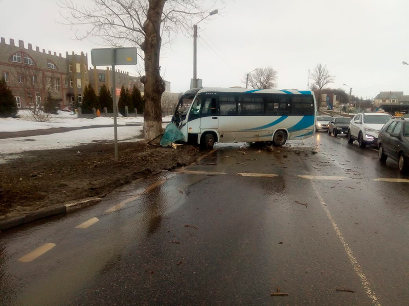 Под Белгородом автобус с пассажирами въехал в дерево